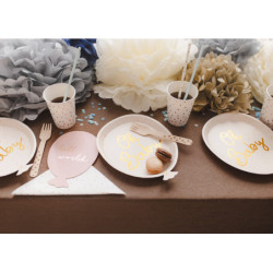 6 stk. Ballonformede Paptallerkener Pastelfarver 17,5 x 22 cm - Perfekt til Babyfest