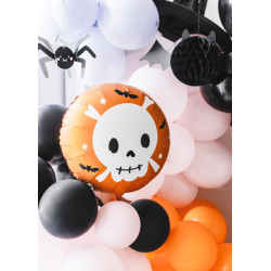 1 stk. Multifarvet folieballon med dødningehoved design, 45 cm før oppustning, letvægts for nem ophængning