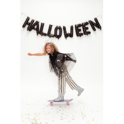 1 stk. Sort Halloween folieballon, 280x46 cm, inkl. oppustningsstrå og bånd til festpynt