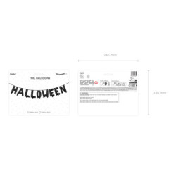 1 stk. Sort Halloween folieballon, 280x46 cm, inkl. oppustningsstrå og bånd til festpynt
