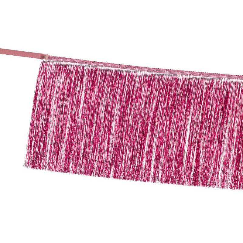 1 stk. Pink frynseguirlande, 20 cm høj og 135 cm bred, perfekt til festdekoration