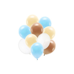 10 stk. DIY luksus latexballoner pastel chokoladebrun, himmelblå, fersken – nem helium oppustning