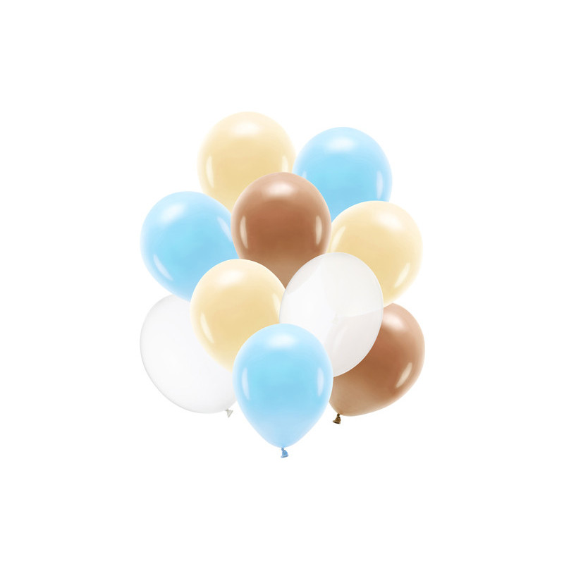10 stk. DIY luksus latexballoner pastel chokoladebrun, himmelblå, fersken – nem helium oppustning