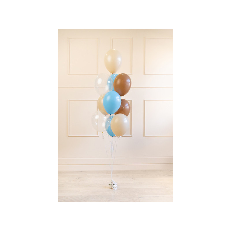 10 stk. DIY luksus latexballoner pastel chokoladebrun, himmelblå, fersken – nem helium oppustning