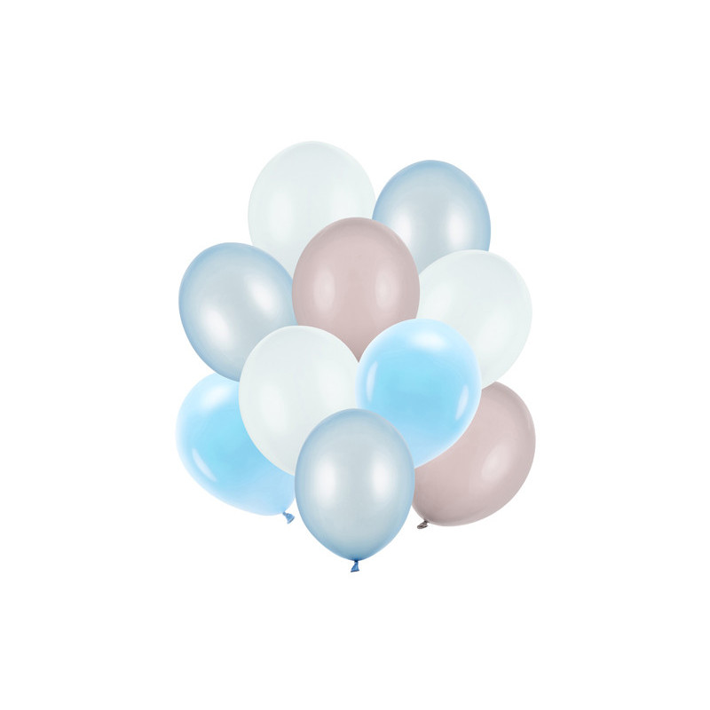 10 stk. Luksus latexballoner pastel himmelblå & chokoladebrun – Nem helium DIY festpynt