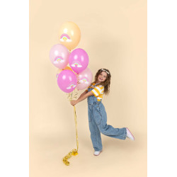 6 stk. Regnbueballoner pastel 30 cm latex – Tosidet print til festlig dekoration