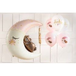 50 stk. Balloner 30 cm baby girl pastel lyserød/hvid tryk – Perfekt til babyshower