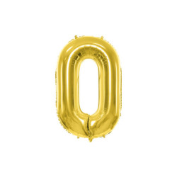 1 stk. Satin folieballon tal "0" lys guld, 72 cm, inkl. sugerør til luft og helium, perfekt til fest