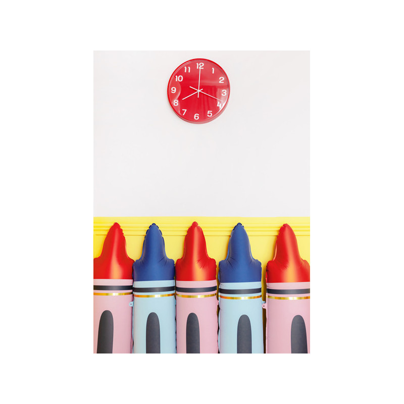 1 stk. Crayons folieballon rød, 23x104 cm, inkl. sugerør til luft og helium