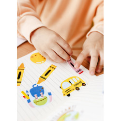 1 pkt. School stickers mix med mønstre og farver inkl. 3 ark og 16 notesbogs klistermærker