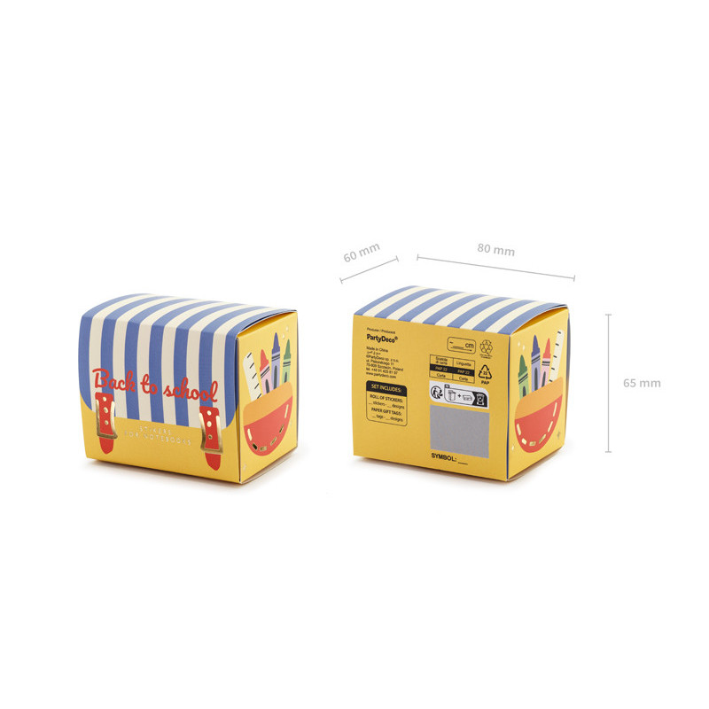 1 pkt. School stickers mix med mønstre og farver inkl. 3 ark og 16 notesbogs klistermærker