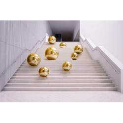 1 stk. Oppustelig spejlkugle i guld, 120 cm i diameter, luftoppustelig, pumpe ikke inkluderet