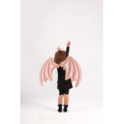 1 stk. Folieballon flagermusvinger med snore, pink holografisk, 85 x 50 cm, luft oppustelig