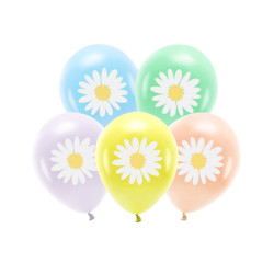 1 stk. Eco Ballon 30 cm pastel mix margueritprint – Bæredygtig festdekoration