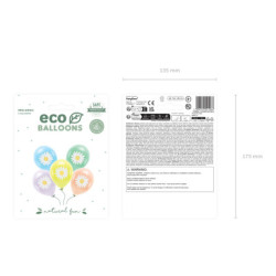 1 stk. Eco Ballon 30 cm pastel mix margueritprint – Bæredygtig festdekoration