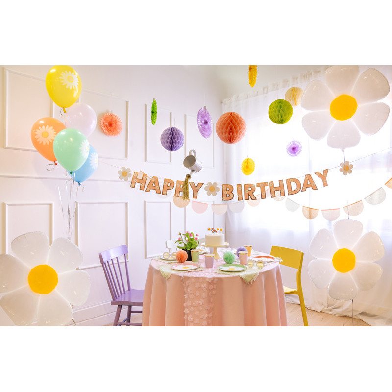 1 stk. Eco Ballon 30 cm pastel mix margueritprint – Bæredygtig festdekoration