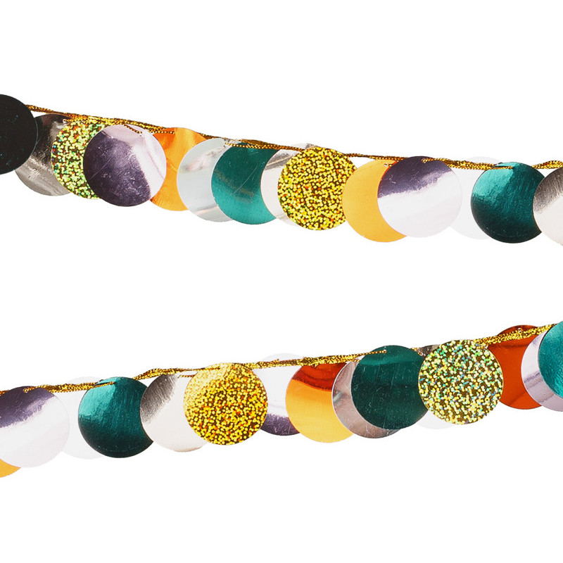 Guirlande metallic cirkler 2,2 meter mix farver – Festlig dekoration genanvendelig 4 cm