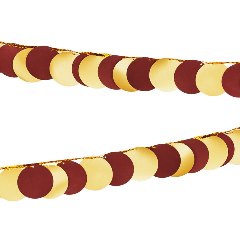Guirlande metallic bordeaux guld 2,2 m - Elegant genanvendelig festdekoration