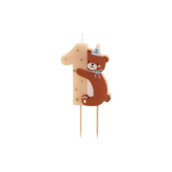 1 stk. Fødselsdagslys Bamse, Mix af Farver, 7 cm, Perfekt til Børnefødselsdage