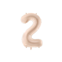 1 stk. Folieballon Tal 2 mørk beige 72 cm – Elegant festdekoration inkl. sugerør