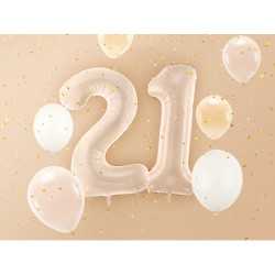 1 stk. Folieballon Tal 2 mørk beige 72 cm – Elegant festdekoration inkl. sugerør