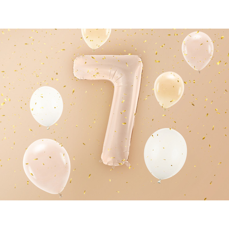 1 stk. Folieballon Tal 7 mørk beige 72 cm – Elegant Festpynt til Fødselsdag & Jubilæum