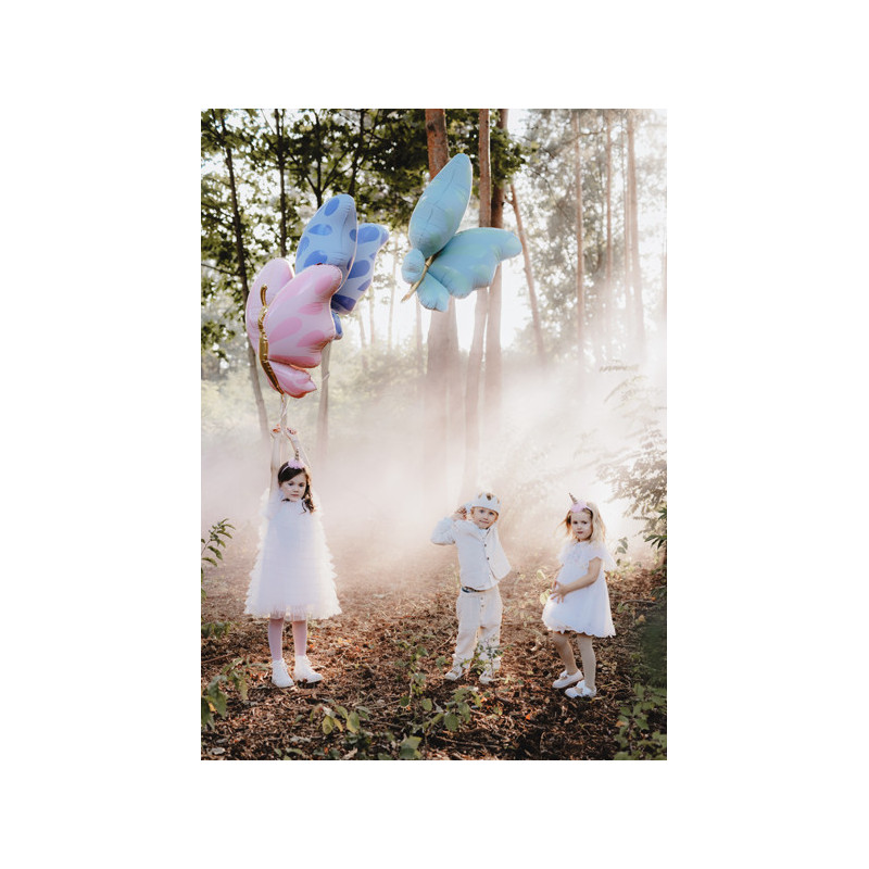 1 stk. Sommerfugle folieballon, Lyseblå 69x69 cm, til luft og helium