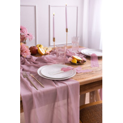 5 meter Chiffonløber, Lilla, bredde 48 cm, elegant borddekoration til bryllup og fest