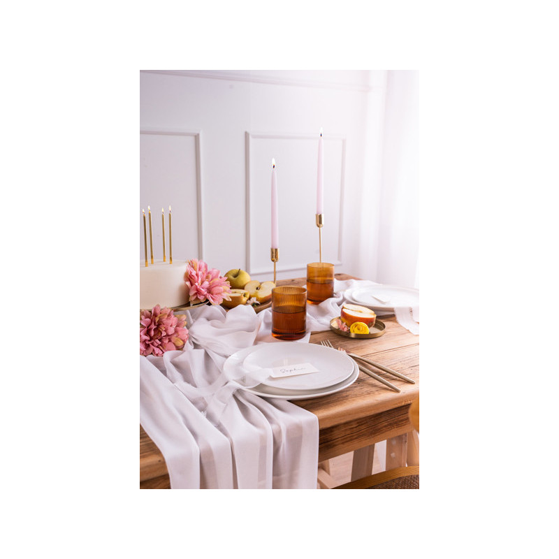 5 meter Chiffonløber, Off-white, bredde 48 cm, elegant og let til bryllupsdekorationer