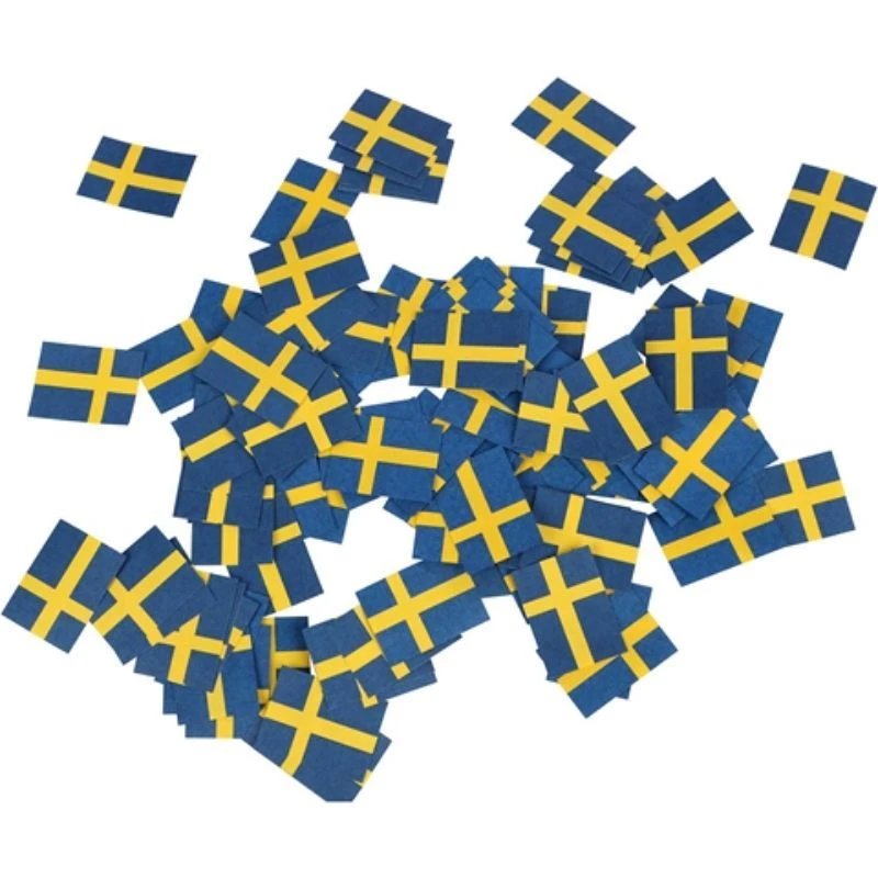 150 stk. Strøflag, blå og gul, svensk papirpynt til festlig dekoration 150 stk. Strøflag, blå og gul, svensk papirpynt til festlig dekoration