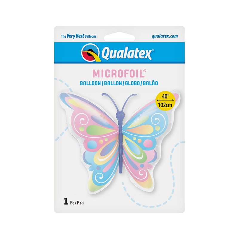 1 stk. Sommerfugle Stor 40" pastel regnbue folieballoner perfket til dekoration 1 stk. Sommerfugle Stor 40" pastel regnbue folieballoner perfket til dekoration