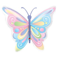 1 stk. Sommerfugle Stor 40" pastel regnbue folieballoner perfket til dekoration 1 stk. Sommerfugle Stor 40" pastel regnbue folieballoner perfket til dekoration