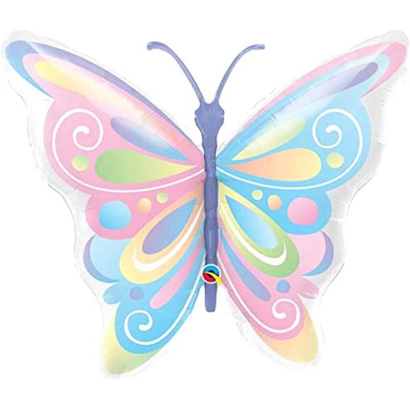 1 stk. Sommerfugle Stor 40" pastel regnbue folieballoner perfket til dekoration 1 stk. Sommerfugle Stor 40" pastel regnbue folieballoner perfket til dekoration