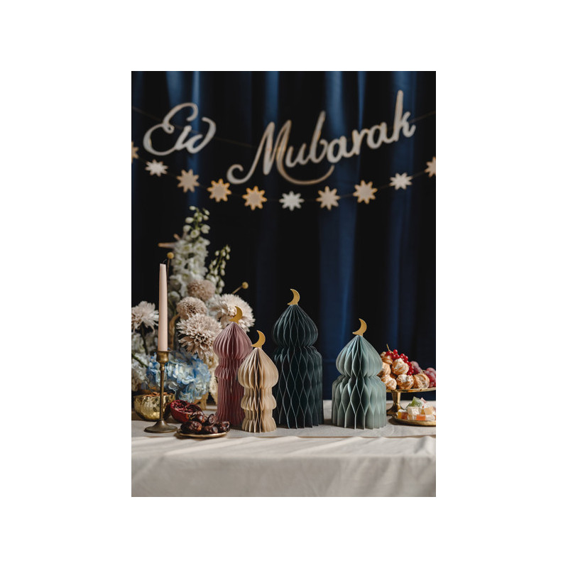 Paper honeycomb decorations Eid Mubarak, mix, 22.5-33.5 cm (1 pkt / 4 pc.) Paper honeycomb decorations Eid Mubarak, mix, 22.5-33.5 cm (1 pkt / 4 pc.)