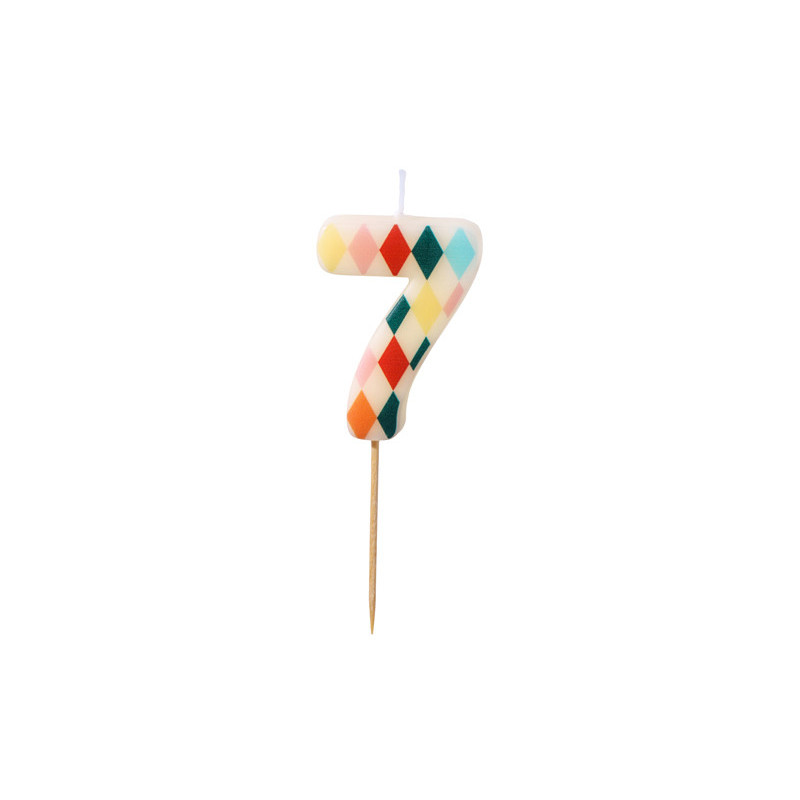 Birthday candle Number 7 Rhombus, 5.5 cm, mix Birthday candle Number 7 Rhombus, 5.5 cm, mix