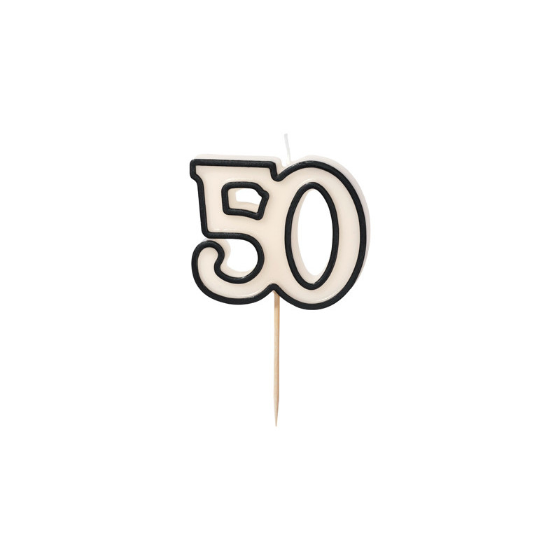 Birthday candle number 50, 5.5cm, black and white Birthday candle number 50, 5.5cm, black and white