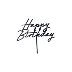 Happy Birthday kagetopper i Sort akryl – elegant til festlige lejligheder