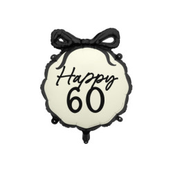 1 stk. Happy 60 Folieballon 47,5x45 cm – til helium og luft, inkl. sugerør