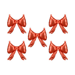 Foil balloons for garlands Bows, 25.5 x 25 cm, red (1 pkt / 5 pc.)