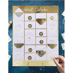Julekalender - Minikonvolut på guld folie stativ fra Ginger Ray Julekalender - Minikonvolut på guld folie stativ fra Ginger Ray