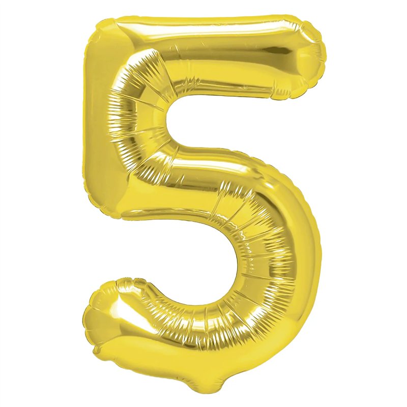 Guld 5 tal ballon - ca 86 cm Guld 5 tal ballon - ca 86 cm