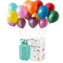 Helium Kit ballongas mellem - inkl. 30 balloner & snor