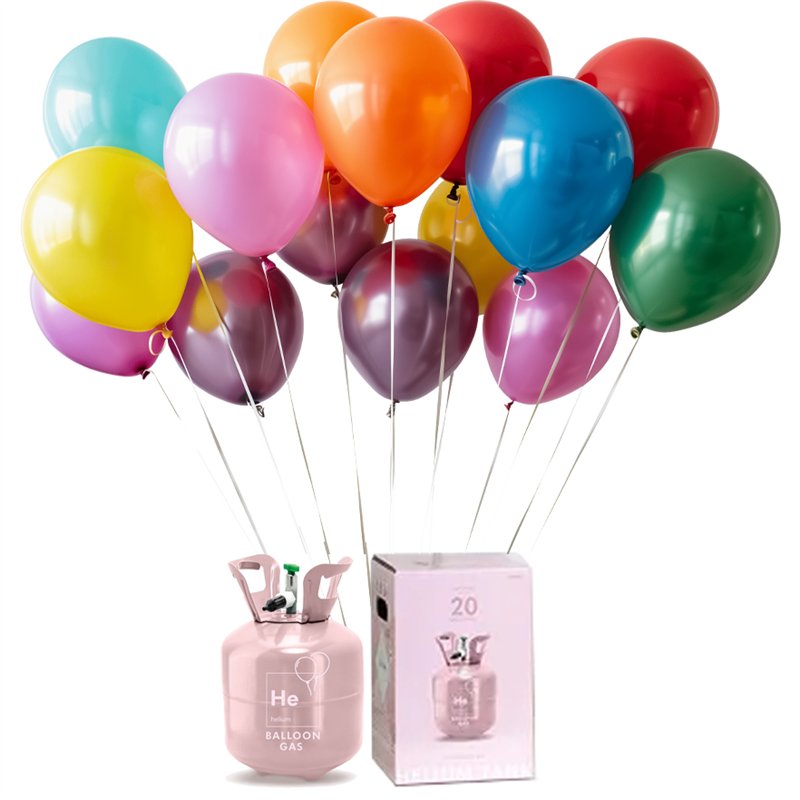 Helium Kit ballongas lille - inkl. 20 balloner & snor Helium Kit ballongas lille - inkl. 20 balloner & snor