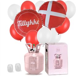 Helium Kit med Dannebrog Balloner – Skab magi til festen let og billigt