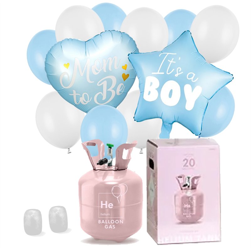 1 sæt Mom to be, lyseblå sæt nr 3, Helium Kit inkl. balloner & snor 1 sæt Mom to be, lyseblå sæt nr 3, Helium Kit inkl. balloner & snor