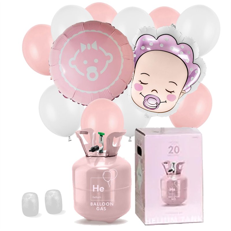1 sæt It's a girl lyserød sæt nr 1 Helium Kit inkl. balloner & snor 1 sæt It's a girl lyserød sæt nr 1 Helium Kit inkl. balloner & snor