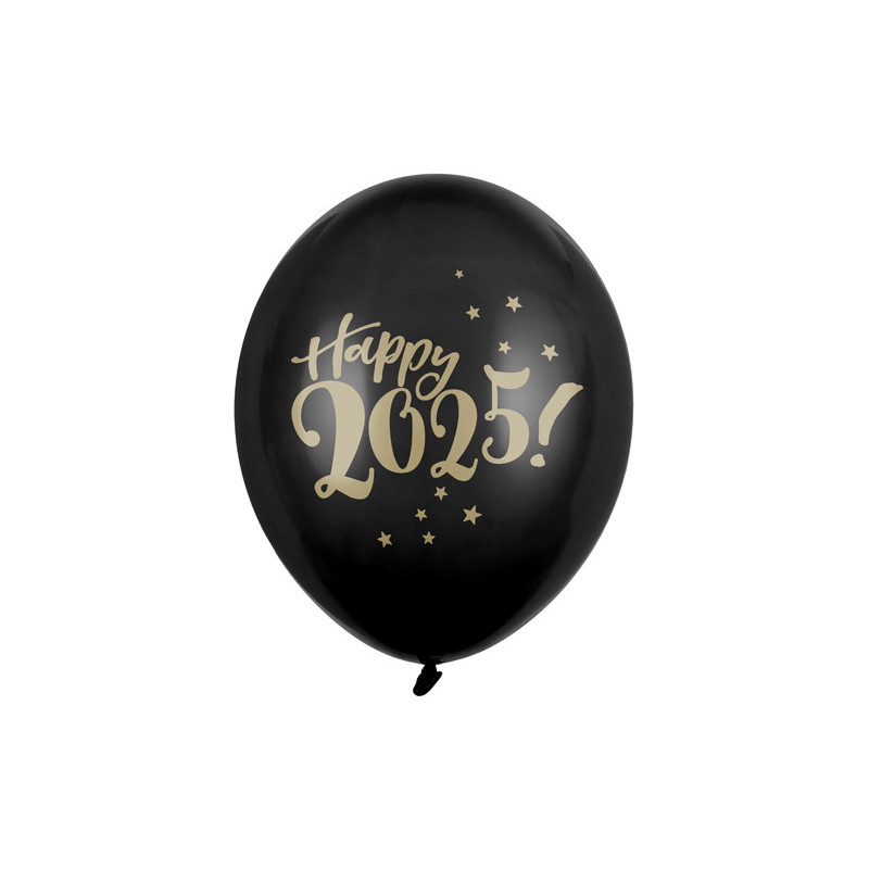 Balloons 30cm, Happy 2025!, Pastel Black (1 pkt / 6 pc.) Balloons 30cm, Happy 2025!, Pastel Black (1 pkt / 6 pc.)