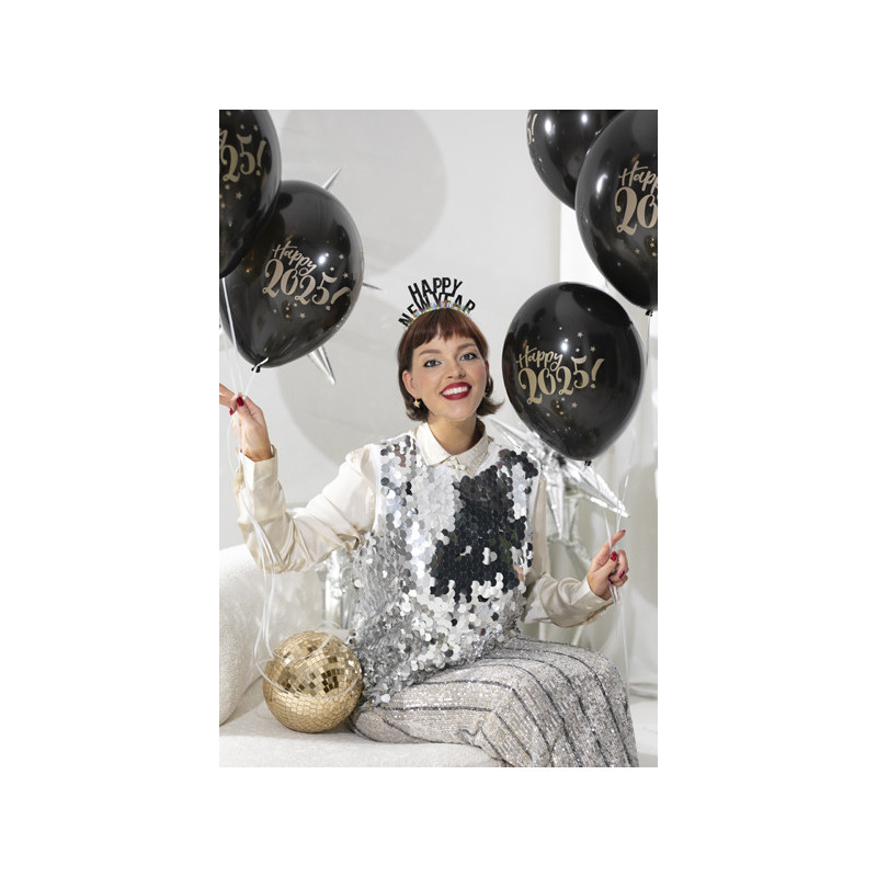 Balloons 30cm, Happy 2025!, Pastel Black (1 pkt / 6 pc.) Balloons 30cm, Happy 2025!, Pastel Black (1 pkt / 6 pc.)