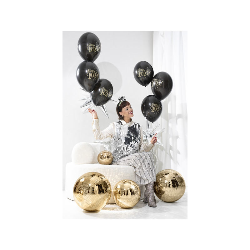 Balloons 30cm, Happy 2025!, Pastel Black (1 pkt / 6 pc.) Balloons 30cm, Happy 2025!, Pastel Black (1 pkt / 6 pc.)