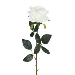 1 stk. Klassisk Creme Rose på stilk. Kunstig Skønhed, 62 cm